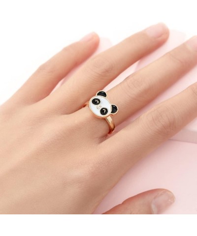 Fidget Spinner Rings for Women Panda Daisy Rotating Spinning Anxiety Ring Adjustable Open Ring Fidget Rotatable Calming Worry...