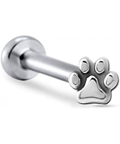 316L Surgical Steel Labret Monroe Nose Stud Paw Print Design Choose Your Size 18G 16G 18G-5/32" Post $11.50 Body Jewelry