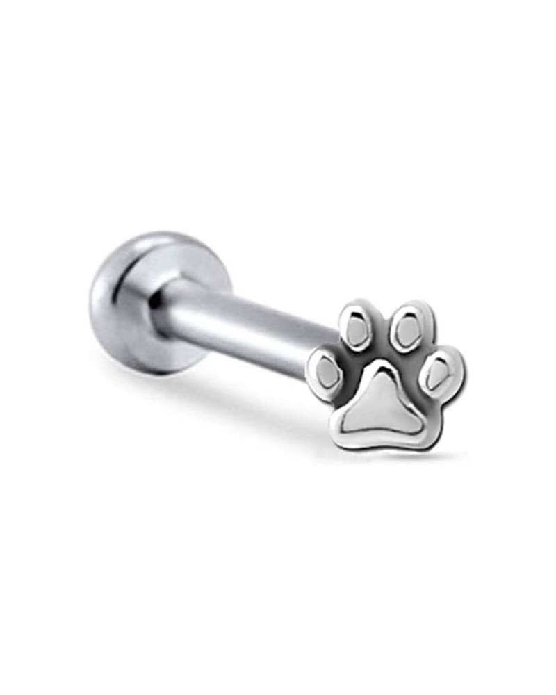 316L Surgical Steel Labret Monroe Nose Stud Paw Print Design Choose Your Size 18G 16G 18G-5/32" Post $11.50 Body Jewelry