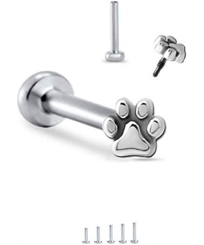 316L Surgical Steel Labret Monroe Nose Stud Paw Print Design Choose Your Size 18G 16G 18G-5/32" Post $11.50 Body Jewelry