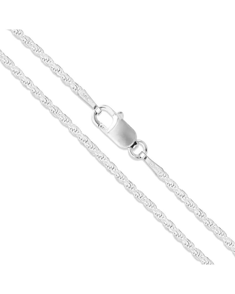 Sterling Silver Diamond-Cut Rope Chain 1.1mm 1.5mm 1.7mm 2mm 2.5mm Solid 925 Italy New Necklace 1.7mm Length 10 Inches (Ankle...