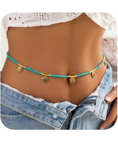 Waist Chains for Women Layered Beaded Sexy Belly Bikini Body Chains Summer Beach Stomach Jewelry Chain D-Coin $7.66 Body Jewelry