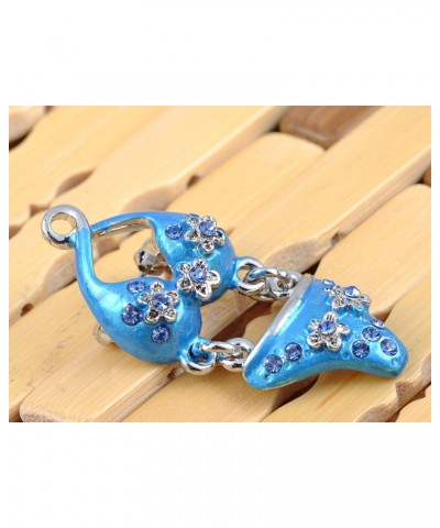 Silver Tone Clear Rhinestones Flower Blue Enamel Bitsy Bikini Brooch Pin $10.39 Brooches & Pins