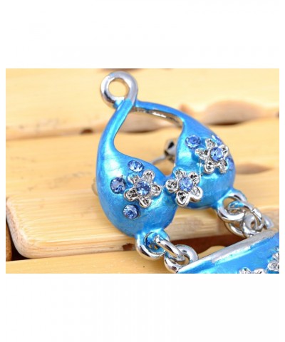 Silver Tone Clear Rhinestones Flower Blue Enamel Bitsy Bikini Brooch Pin $10.39 Brooches & Pins