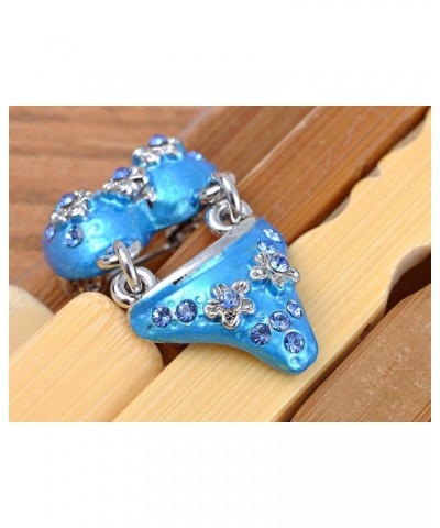 Silver Tone Clear Rhinestones Flower Blue Enamel Bitsy Bikini Brooch Pin $10.39 Brooches & Pins