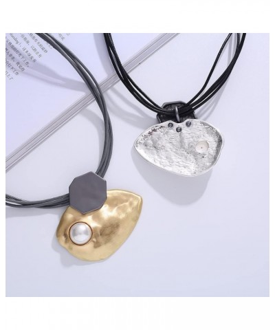 Trendy Black Leather Chokers Necklaces Chain Necklace for Women Jewelry GTLN115015-Gold $10.59 Necklaces