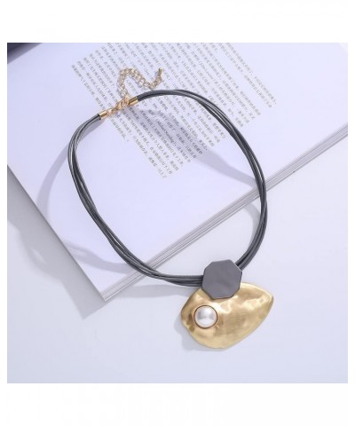 Trendy Black Leather Chokers Necklaces Chain Necklace for Women Jewelry GTLN115015-Gold $10.59 Necklaces