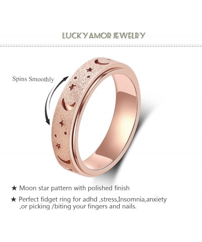 Anxiety Ring for Women Spinner Rings:Rotating Rings Stainless Steel 6mm Moon Star Anxiety for Men Band Jewelry Gift for Teen ...