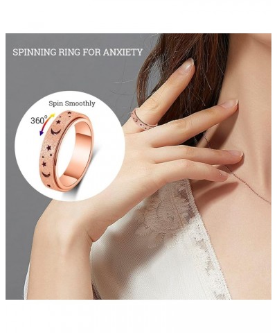 Anxiety Ring for Women Spinner Rings:Rotating Rings Stainless Steel 6mm Moon Star Anxiety for Men Band Jewelry Gift for Teen ...