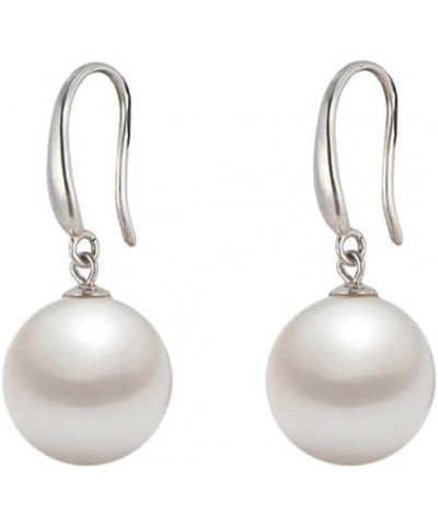 10mm Ocean Pearl Dangle Earrings Natural Shell Beads Drop Earrings Fashion Jewelry for Women White $7.79 Earrings