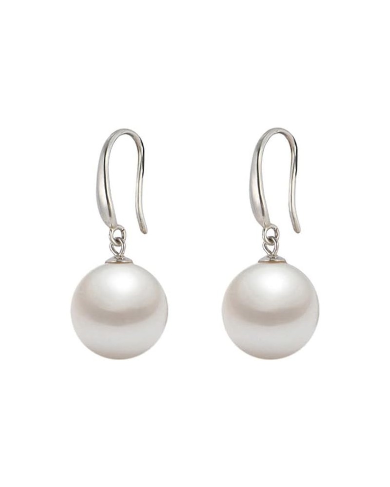 10mm Ocean Pearl Dangle Earrings Natural Shell Beads Drop Earrings Fashion Jewelry for Women White $7.79 Earrings