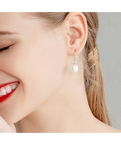 10mm Ocean Pearl Dangle Earrings Natural Shell Beads Drop Earrings Fashion Jewelry for Women White $7.79 Earrings