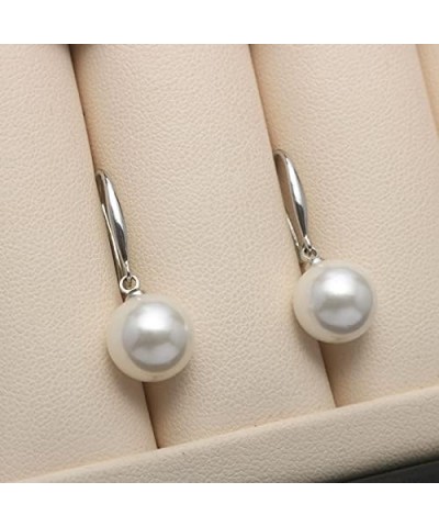 10mm Ocean Pearl Dangle Earrings Natural Shell Beads Drop Earrings Fashion Jewelry for Women White $7.79 Earrings