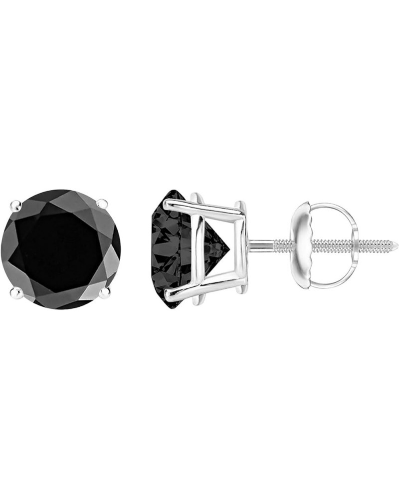 1/2-10 Carat Total Weight Black Diamond Stud Earrings 4 Prong Screw Back 0.51 Carat 14K White Gold $447.84 Earrings