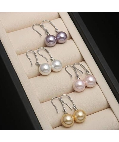 10mm Ocean Pearl Dangle Earrings Natural Shell Beads Drop Earrings Fashion Jewelry for Women White $7.79 Earrings