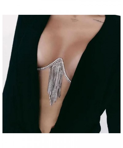 Gold Body Chain Big Tassel Rhinestone Bikini Body Bra Jewelry for Women Body Accessory (bc000052) Golden $10.91 Body Jewelry