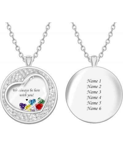 Personalized Mothers Necklace with 1-8 Simulated Birthstones Customize Locket Necklace for Mom Women Custom Family Names Neck...