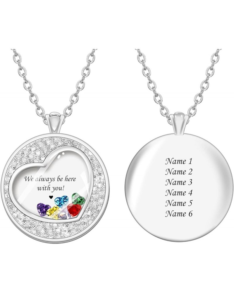 Personalized Mothers Necklace with 1-8 Simulated Birthstones Customize Locket Necklace for Mom Women Custom Family Names Neck...