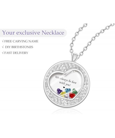 Personalized Mothers Necklace with 1-8 Simulated Birthstones Customize Locket Necklace for Mom Women Custom Family Names Neck...