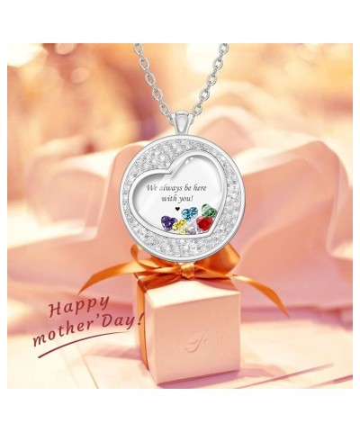 Personalized Mothers Necklace with 1-8 Simulated Birthstones Customize Locket Necklace for Mom Women Custom Family Names Neck...