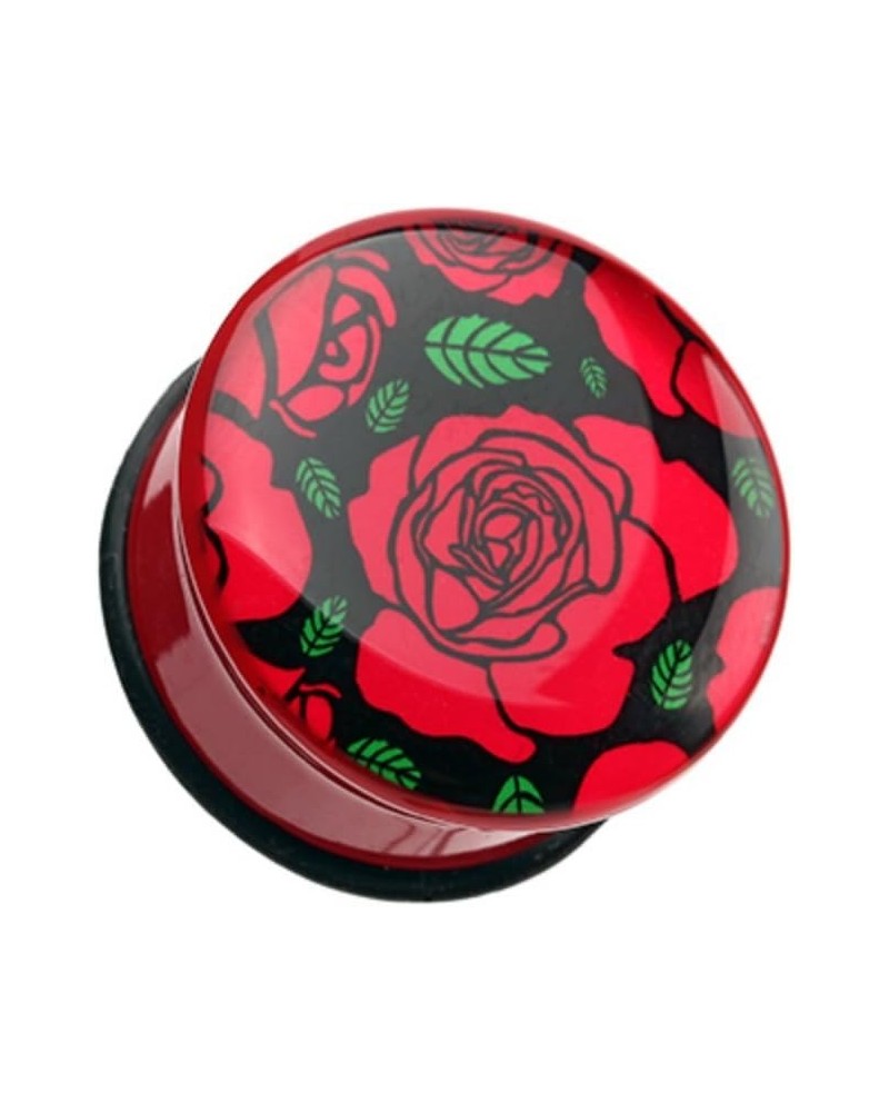 Romantic Rose Flower Single Flared Ear Gauge Plug 0 GA (8mm) $9.24 Body Jewelry