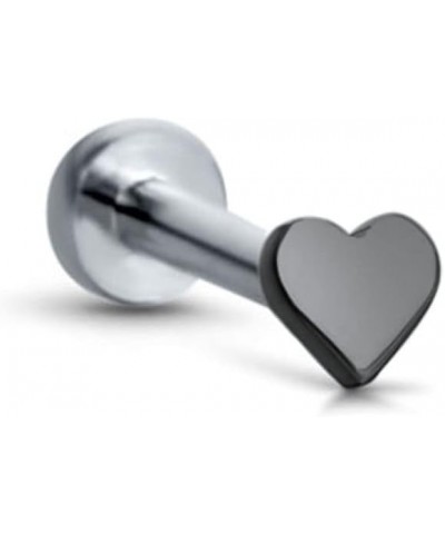 Titanium Labret Monroe Ear Cartilage Threadless Push Pin Nose Stud Heart Choose Your Color, Size & Gauge Black-20G-1/4" Post ...