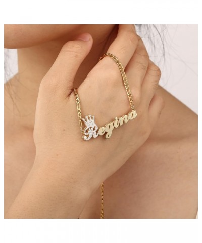 Personalized Double Layered Design Name Necklace for Women Custom Letter with Heart Crown Bow-Knot Pendant Necklace Delicate ...