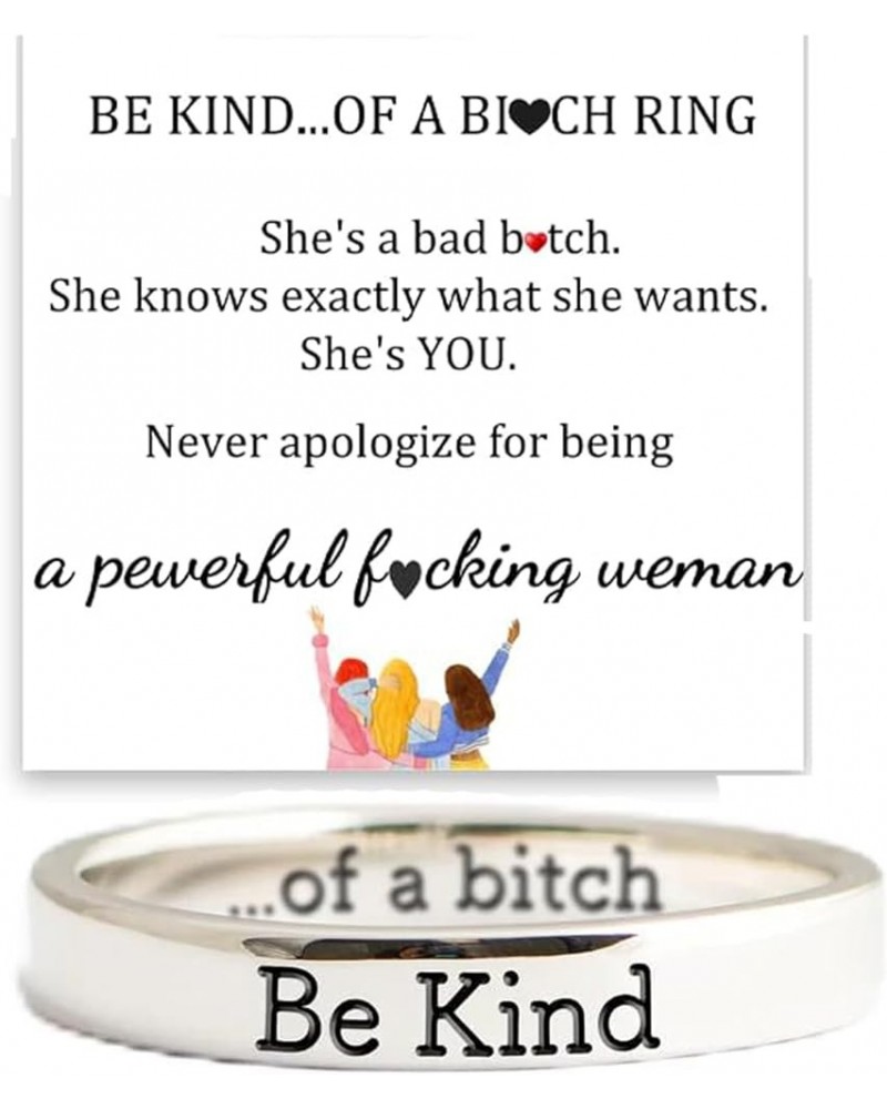 Be Kind Of A Bitch Ring For Women, Inspirational Stainless Steel Band Friendship Motivational Jewelry Gift for Sisters & Best...