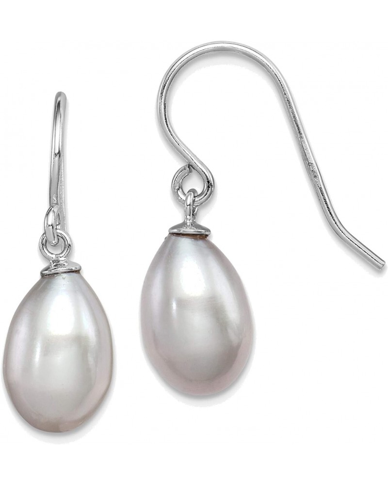 Solid Sterling Silver Rh-plated Grey 8-9mm Freshwater Cultured Pearl Dangle Earrings $20.95 Earrings