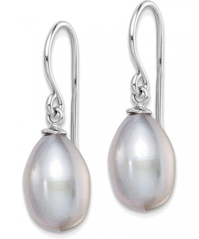 Solid Sterling Silver Rh-plated Grey 8-9mm Freshwater Cultured Pearl Dangle Earrings $20.95 Earrings