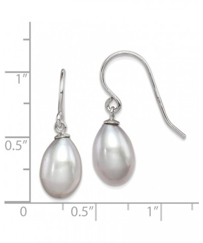 Solid Sterling Silver Rh-plated Grey 8-9mm Freshwater Cultured Pearl Dangle Earrings $20.95 Earrings