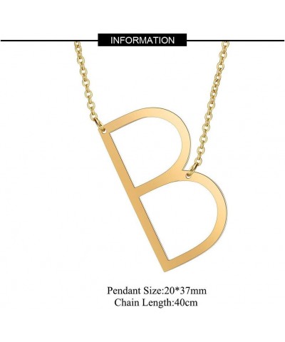 Large Sideways Initial Necklace for Women Big Capital Letter Necklaces Minimalist Stainless Steel 18K Gold Monogram Letter Ne...