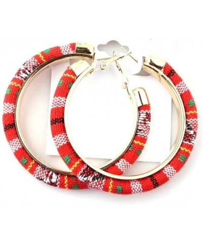 African Tribal Kente Hoops Earrings Red $8.67 Earrings