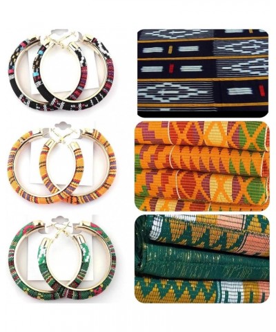 African Tribal Kente Hoops Earrings Red $8.67 Earrings