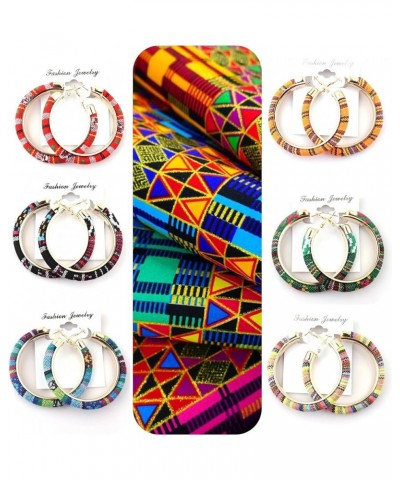 African Tribal Kente Hoops Earrings Red $8.67 Earrings