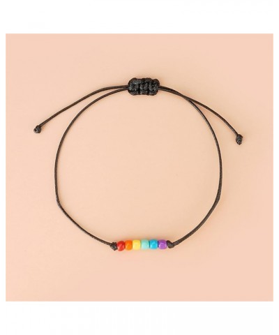 2Pcs Rainbow Beads LGBT Pride Woven Bracelet Set Braided String Handmade Adjustable Seeds Weaved Wristband Watch Band for Wom...