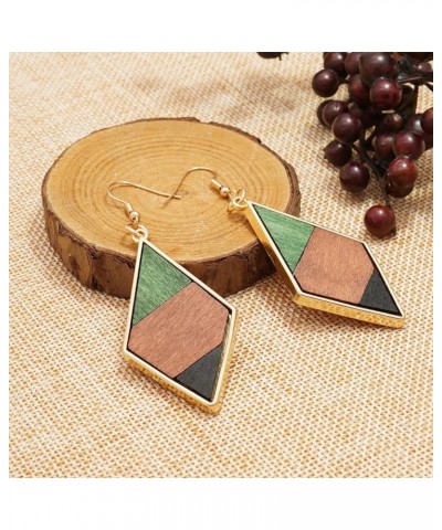 Wood Earrings for Women Natural Wooden Drop Dangle Earring 2 Pairs Lightweight Waterdrop Earring Set AF $8.04 Earrings