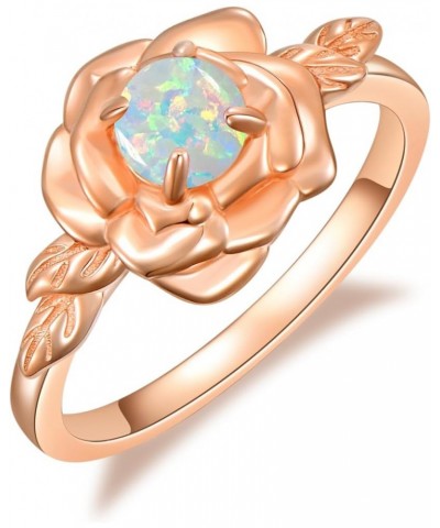 Moonstone Rose Ring Rosegold Plated Rose Engagement Ring Valentines Day Jewelry Birthday Gifts for Women Opal 7 $38.00 Rings