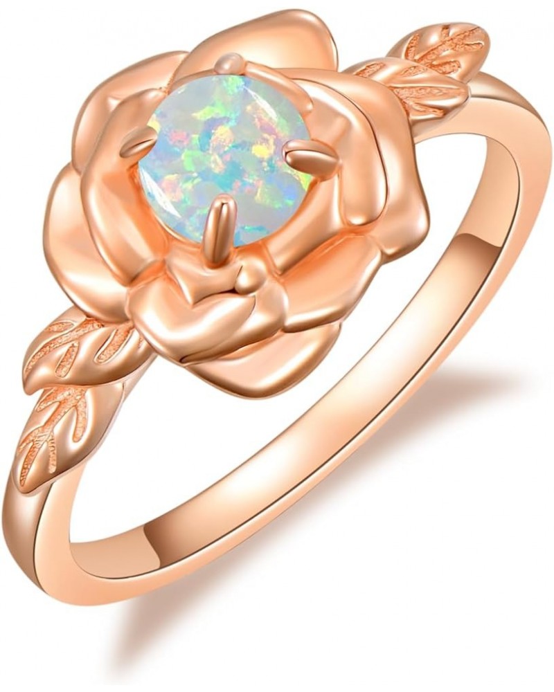 Moonstone Rose Ring Rosegold Plated Rose Engagement Ring Valentines Day Jewelry Birthday Gifts for Women Opal 7 $38.00 Rings