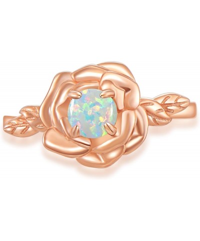 Moonstone Rose Ring Rosegold Plated Rose Engagement Ring Valentines Day Jewelry Birthday Gifts for Women Opal 7 $38.00 Rings