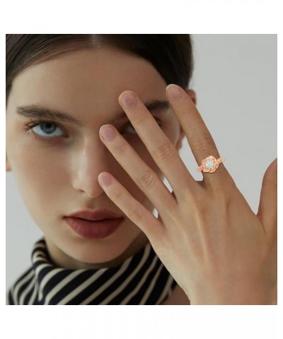 Moonstone Rose Ring Rosegold Plated Rose Engagement Ring Valentines Day Jewelry Birthday Gifts for Women Opal 7 $38.00 Rings