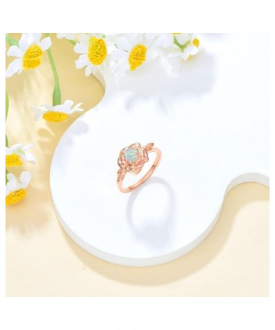 Moonstone Rose Ring Rosegold Plated Rose Engagement Ring Valentines Day Jewelry Birthday Gifts for Women Opal 7 $38.00 Rings