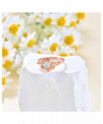 Moonstone Rose Ring Rosegold Plated Rose Engagement Ring Valentines Day Jewelry Birthday Gifts for Women Opal 7 $38.00 Rings