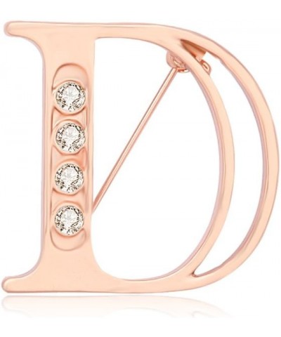 Rose Gold Plated Fashion 26 Charm Initial Letters Brooch Crystal Pins Big Brooches Letter C D K Brooches D $9.01 Brooches & Pins