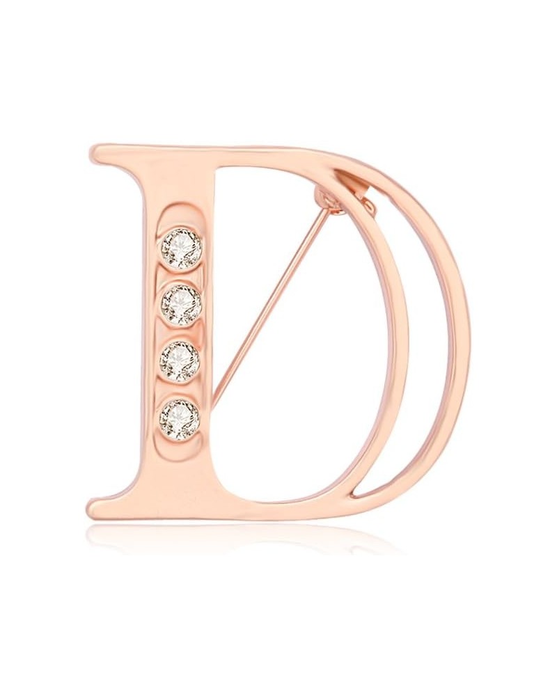 Rose Gold Plated Fashion 26 Charm Initial Letters Brooch Crystal Pins Big Brooches Letter C D K Brooches D $9.01 Brooches & Pins