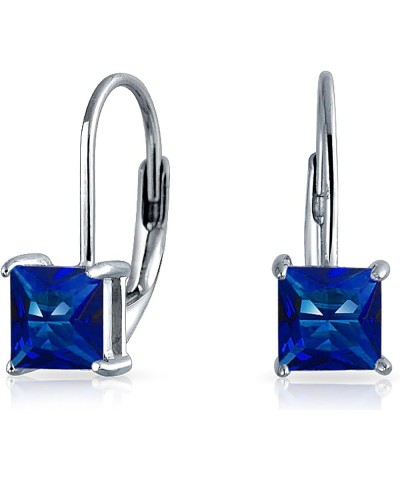 Classic Bridal 1-2 CT Simulated Gemstone Cubic Zirconia Square Princess Cut Solitaire Square AAA CZ Leverback Earrings For Wo...