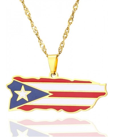 Fashion Jewelry Necklace Stainless Steel Puerto Rico Map Pendant Necklace Gold $8.39 Necklaces