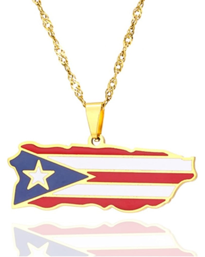 Fashion Jewelry Necklace Stainless Steel Puerto Rico Map Pendant Necklace Gold $8.39 Necklaces