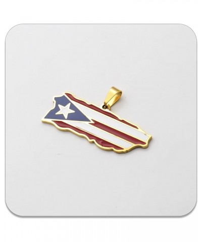 Fashion Jewelry Necklace Stainless Steel Puerto Rico Map Pendant Necklace Gold $8.39 Necklaces