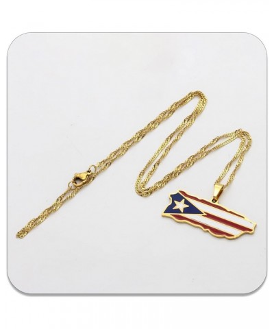 Fashion Jewelry Necklace Stainless Steel Puerto Rico Map Pendant Necklace Gold $8.39 Necklaces